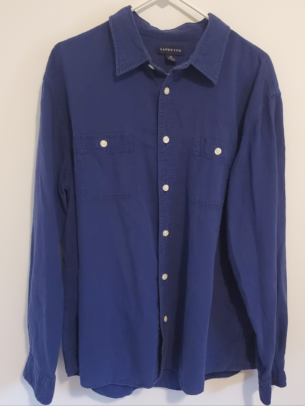 Lands' End XL Dark Blue Long Sleeve Button Down